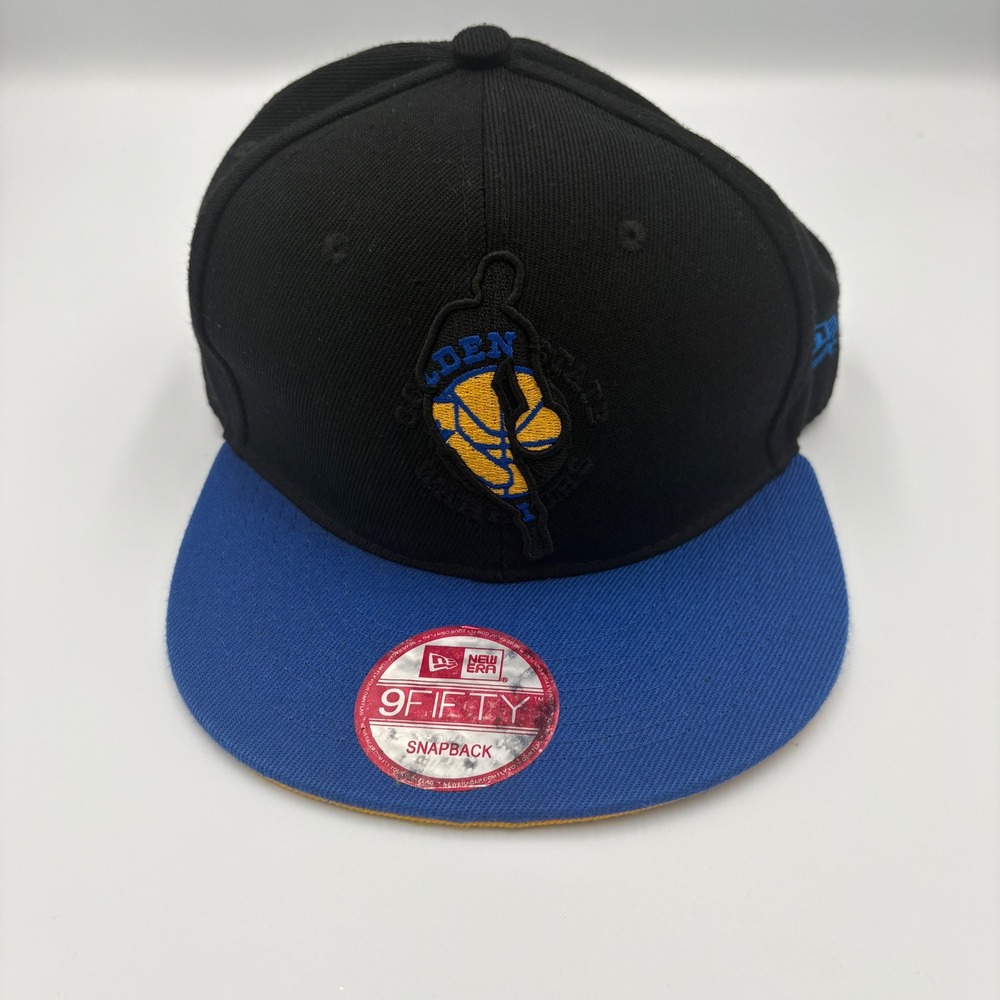 New Era 9FIFTY Hat Mens OSFA Black Blue Golden State Warriors Snapback NBA Cap